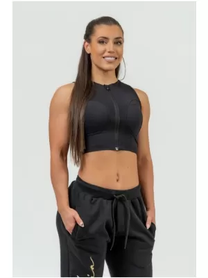 Damen-Crop-Top mit hohem Halt INTENSE Mesh 842 BLACK Nebbia