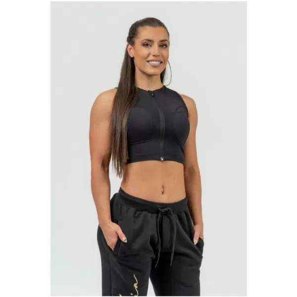  Damen-Crop-Top mit hohem Halt INTENSE Mesh 842 BLACK Nebbia 