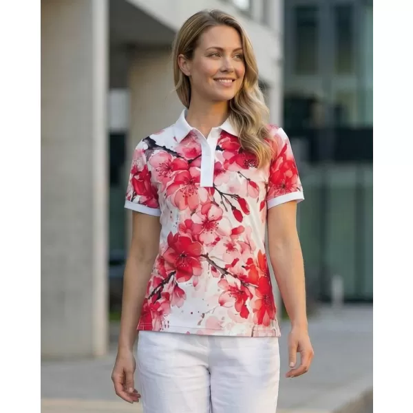  Frauenfunktional T -Shirt mit Premiumkragen ALTISPORT VOJ/ALW102TR05 ROSA/WEIß 