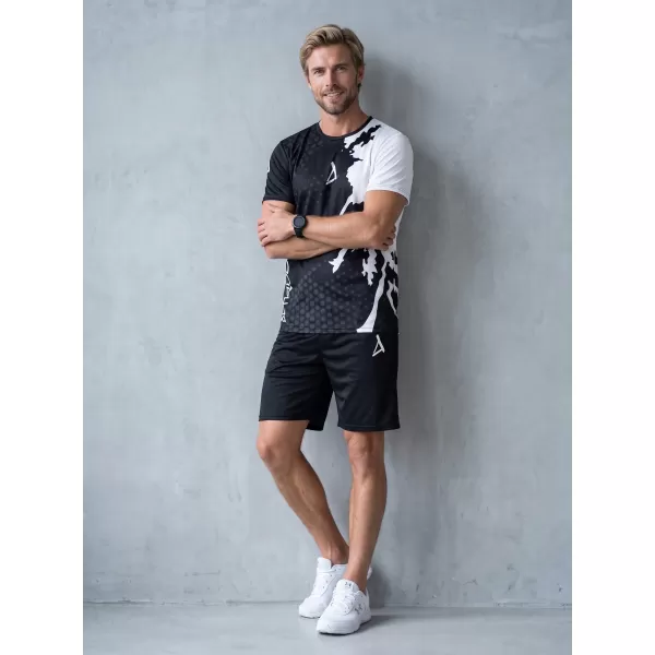  Männer funktionaler T -Shirt Premium ALTISPORT VOJ/ALM112TR01 SCHWARZ-WEIß 