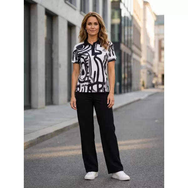  Frauenfunktional T -Shirt mit Premiumkragen ALTISPORT VOJ/ALW111TR05 SCHWARZ-WEIß 