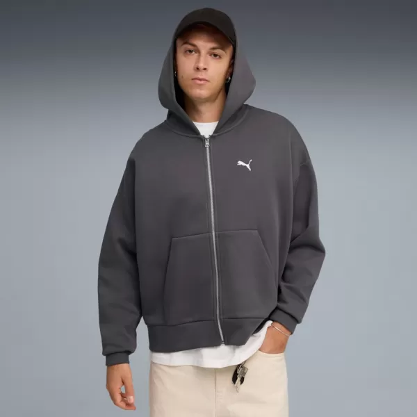  Herren -Sweatshirt PUMA WARDROBE ESS BOXY FULL-ZIP HOODIE DK 632066-44 GRAU 