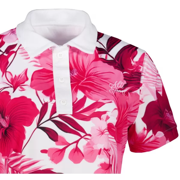  Frauenfunktional T -Shirt mit Premiumkragen ALTISPORT VOJ/ALW111TR05 ROSA BLUMEN 