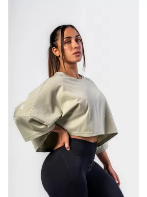 Übergroßes Crop-T-Shirt JUST FLOW 431 HELLGRÜN Nebbia