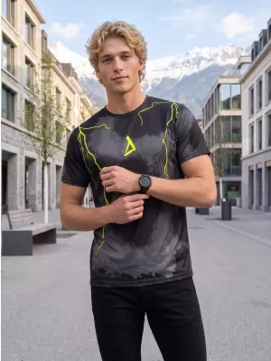 Männer funktionaler T -Shirt Premium ALTISPORT VOJ/ALM113TR01 SCHWARZFLUO GELB