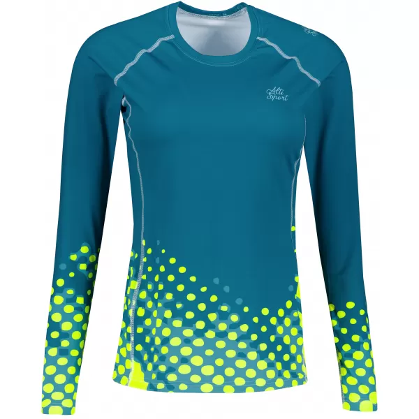  Frauen funktionales t -Shirt mit langen Ärmeln Premium ALTISPORT VOJ/ALW109TR03 EMERALD/FLUO GELB 