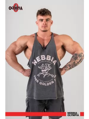 Gewaschener Muscle-Back-String GOLDEN AGE 791 BLACK Nebbia