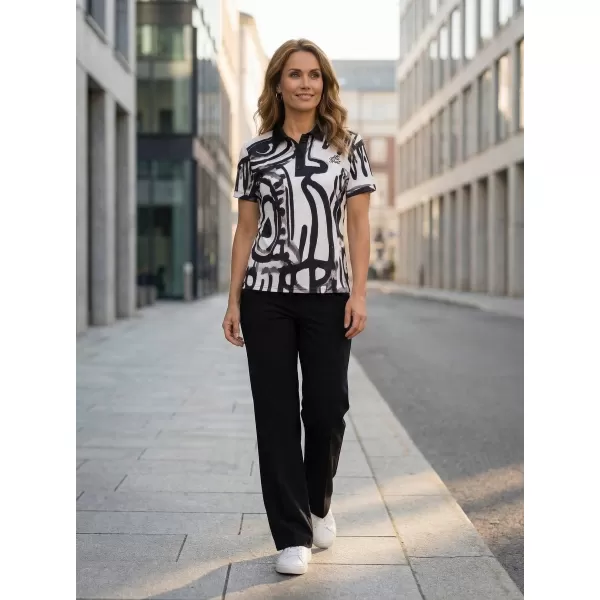  Frauenfunktional T -Shirt mit Premiumkragen ALTISPORT VOJ/ALW111TR05 SCHWARZ-WEIß 