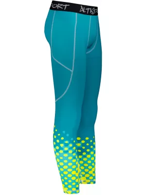 Lange Premium-Sportleggings für Herren ALTISPORT VOJ/ALM109LEG01 SMARAGD-FLUO