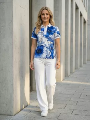 Frauenfunktional T -Shirt mit Premiumkragen ALTISPORT VOJ/ALW102TR05 MARINE/WEIß