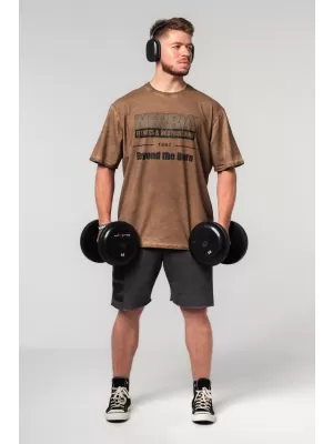 Ausgewaschenes, übergroßes T-Shirt HERITAGE 355 HELLBRAUN Nebbia
