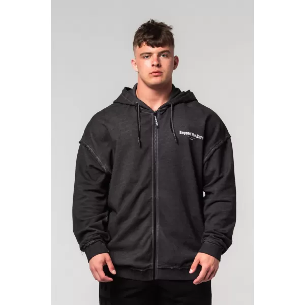  Ausgewaschenes Sweatshirt mit Reißverschluss GYM BRO 362 BLACK Nebbia 