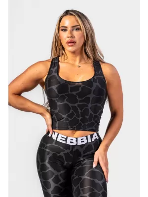 Von der Natur inspiriertes Sport-Crop-Top „Racer-Rücken“ 549 SCHWARZ Nebbia