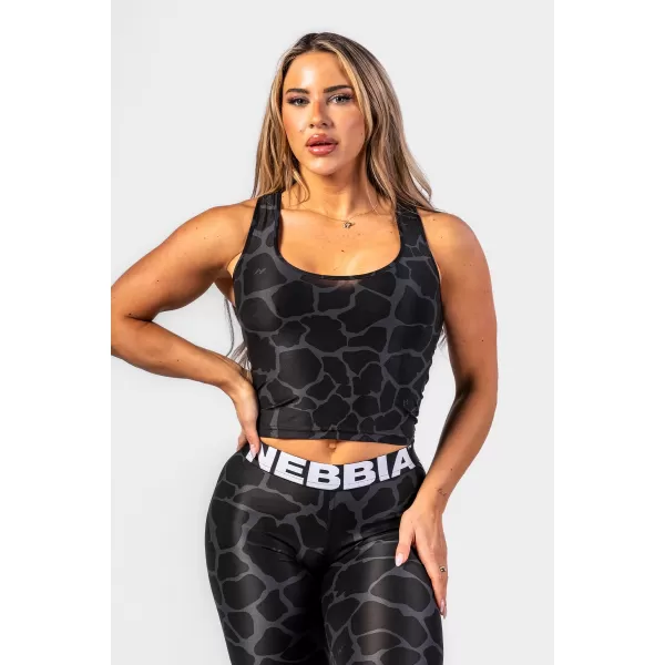  Von der Natur inspiriertes Sport-Crop-Top „Racer-Rücken“ 549 SCHWARZ Nebbia 