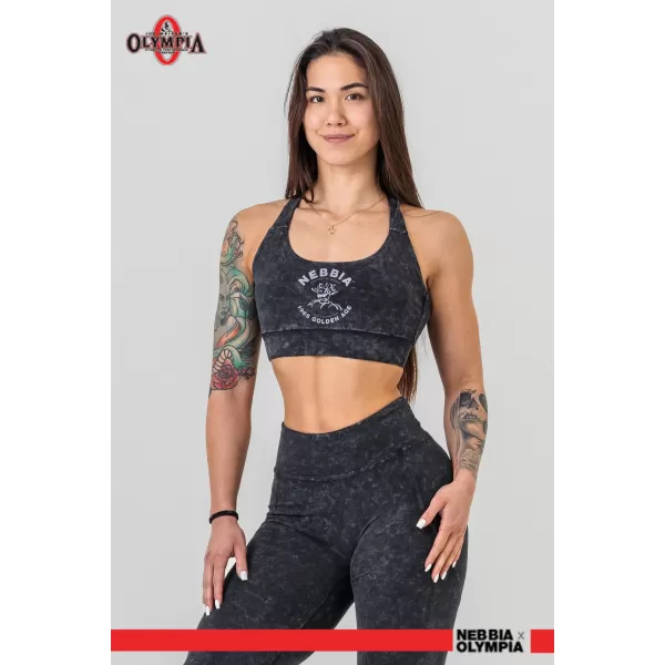  Gewaschener Sport-BH mit mittlerem Halt GOLDEN AGE 778 BLACK Nebbia 