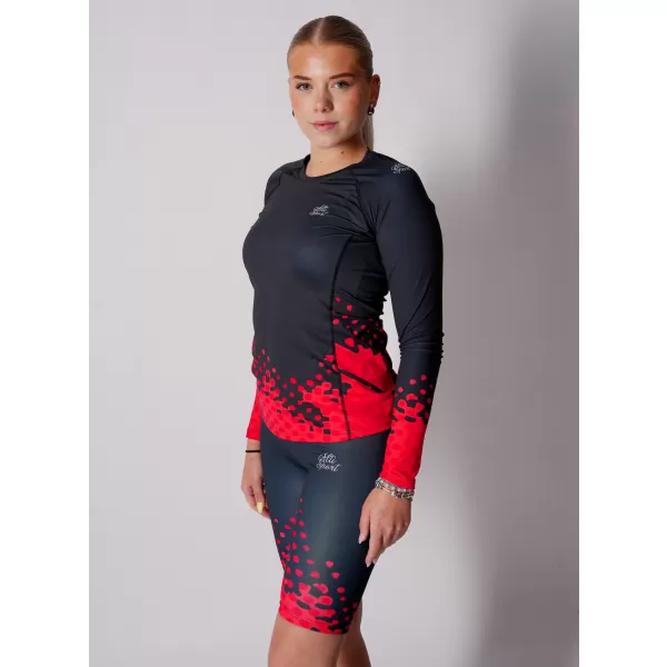  Frauen funktionales t -Shirt mit langen Ärmeln Premium ALTISPORT VOJ/ALW109TR03 ROTSCHWARZ 