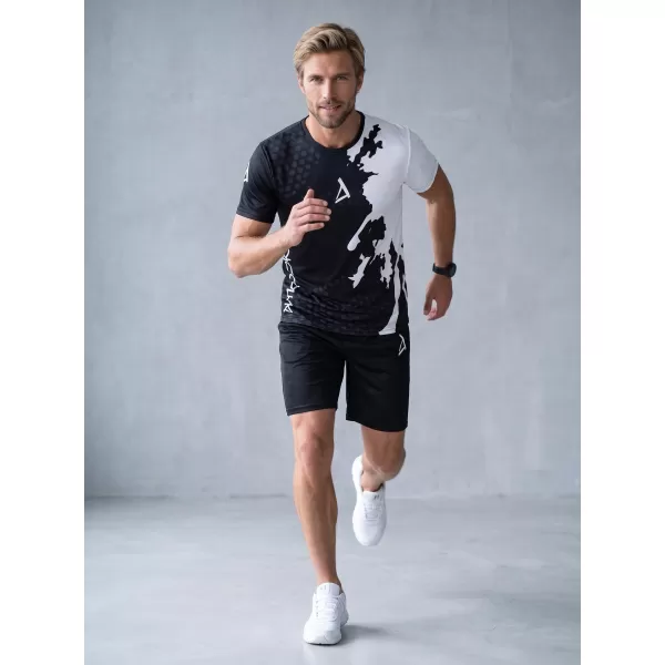  Männer funktionaler T -Shirt Premium ALTISPORT VOJ/ALM112TR01 SCHWARZ-WEIß 