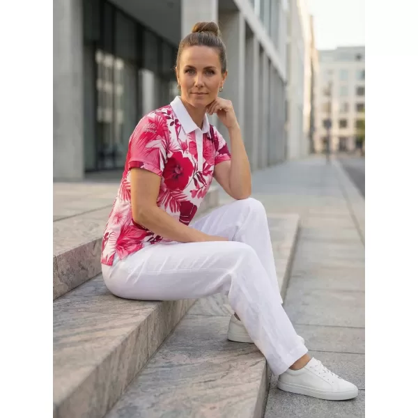  Frauenfunktional T -Shirt mit Premiumkragen ALTISPORT VOJ/ALW111TR05 ROSA BLUMEN 