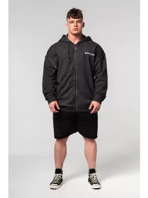 Ausgewaschenes Sweatshirt mit Reißverschluss GYM BRO 362 BLACK Nebbia