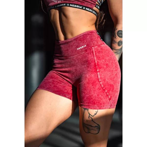  Gewaschene Leggings-Shorts mit hoher Taille HERITAGE 780 RED Nebbia 