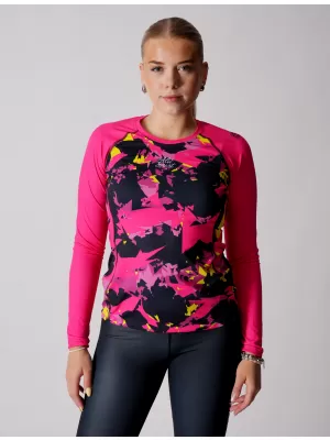 Frauen funktionales t -Shirt mit langen Ärmeln Premium ALTISPORT VOJ/ALW110TR03 PINK -BLACK