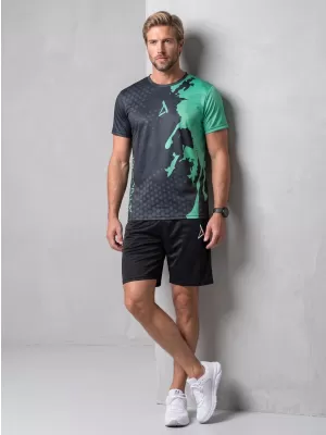 Männer funktionaler T -Shirt Premium ALTISPORT VOJ/ALM112TR01 SCHWARZ-TYRKYS