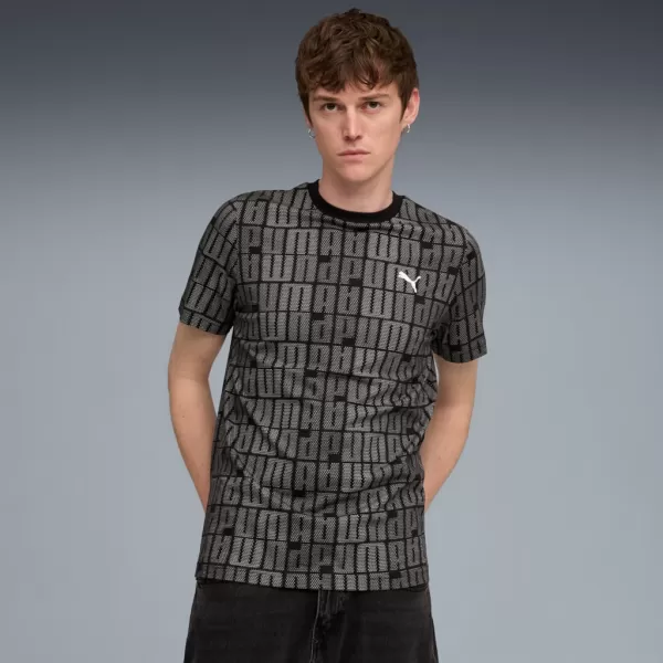  Herren-T-Shirt PUMA ESS LOGO LAB AOP TEE 688185-01 SCHWARZ 