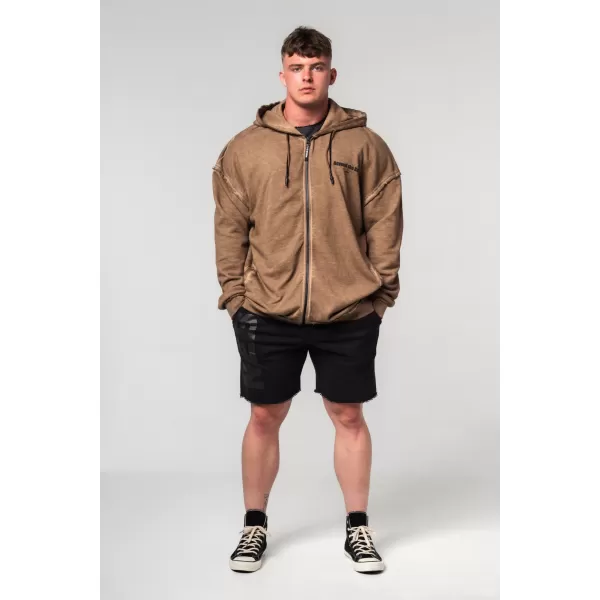  Ausgewaschenes Sweatshirt mit Reißverschluss GYM BRO 362 HELLBRAUN Nebbia 