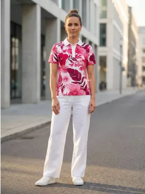 Frauenfunktional T -Shirt mit Premiumkragen ALTISPORT VOJ/ALW111TR05 ROSA BLUMEN