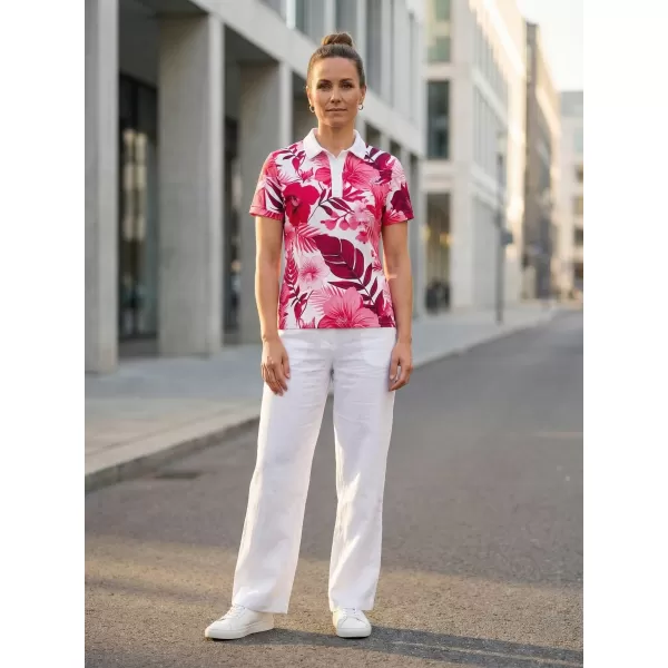  Frauenfunktional T -Shirt mit Premiumkragen ALTISPORT VOJ/ALW111TR05 ROSA BLUMEN 
