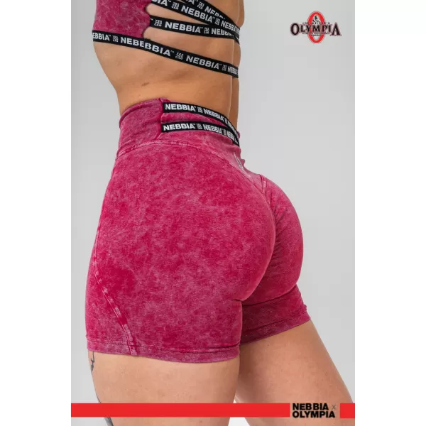  Gewaschene Leggings-Shorts mit hoher Taille HERITAGE 780 RED Nebbia 